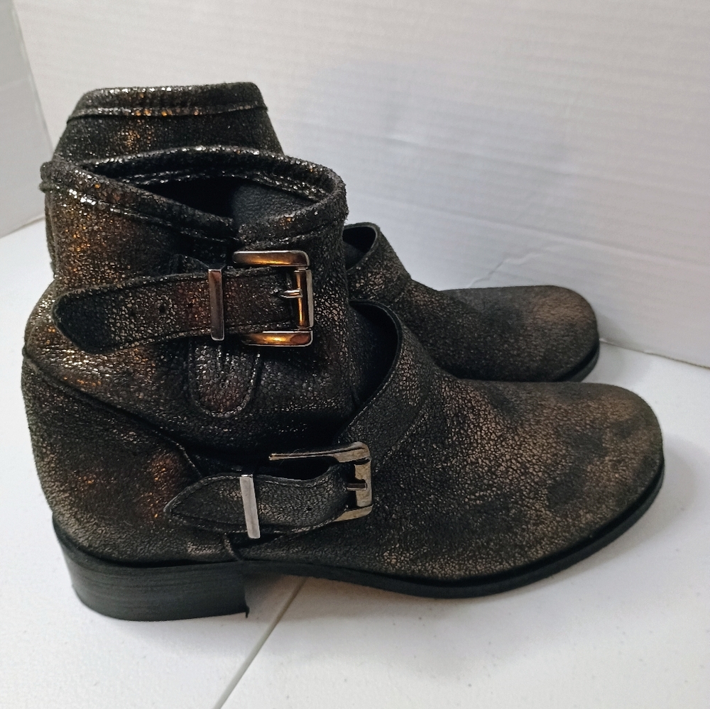 New Women's Primadonna Collection Genuine Tinsel Black Leather  Ankle Booties